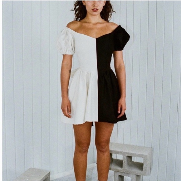 Fashion Brand Company Dresses | Fashion Brand Company Satin White/Black Virgin Minidress | Color: Black/White | Size: M | Splinky92'S Closet